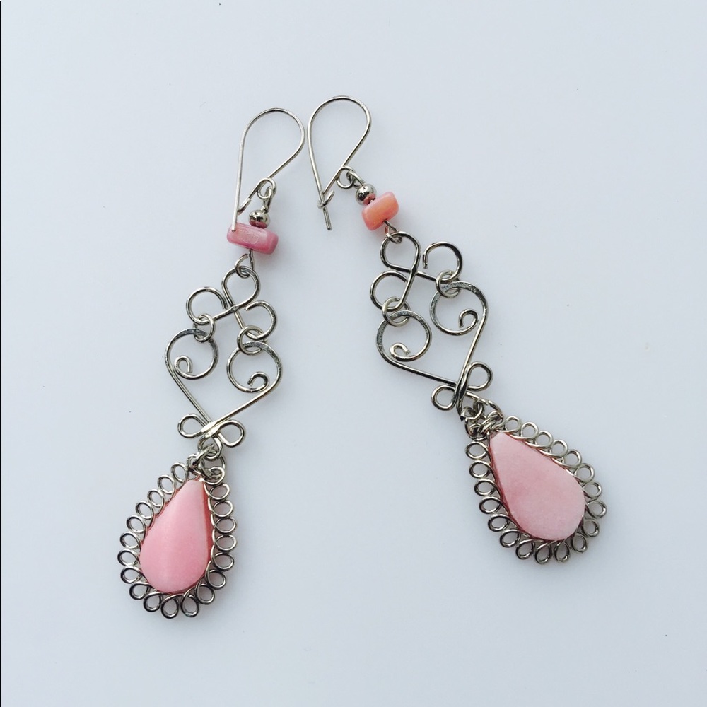 Pink Natural Stone Earrings